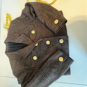 Ann May Vintage Plaid Women Blazer Sz 4 100% Silk Jacket Tweed